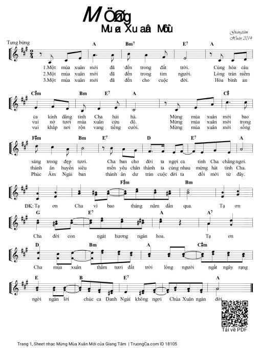 Sheet PDF of Mừng Mùa Xuân Mới
