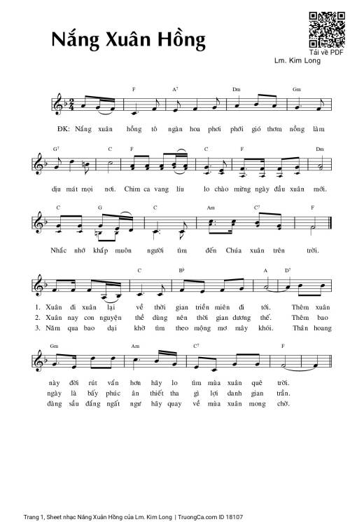 Sheet PDF of Nắng Xuân Hồng