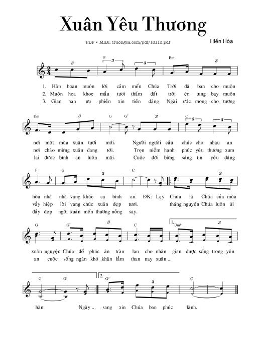 Sheet PDF of Xuân Yêu Thương