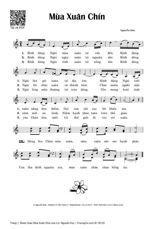 Sheet PDF of Mùa Xuân Chín