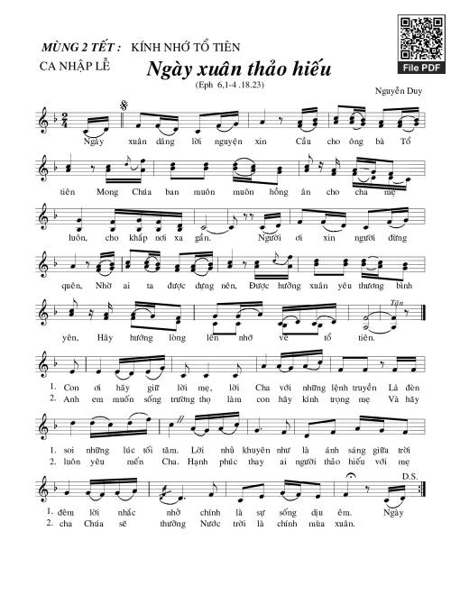 Sheet PDF of Ngày Xuân Thảo Hiếu