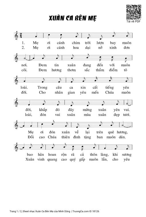 Sheet PDF of Xuân Ca Bên Mẹ