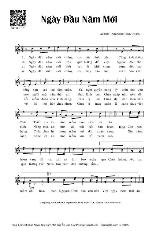 Sheet PDF of Ngày đầu Năm Mới