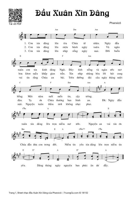 Sheet PDF of đầu Xuân Xin Dâng