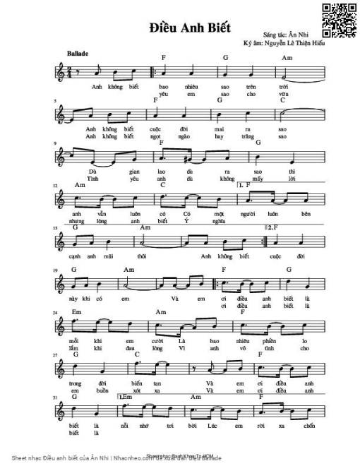 Sheet PDF of Điều anh biết