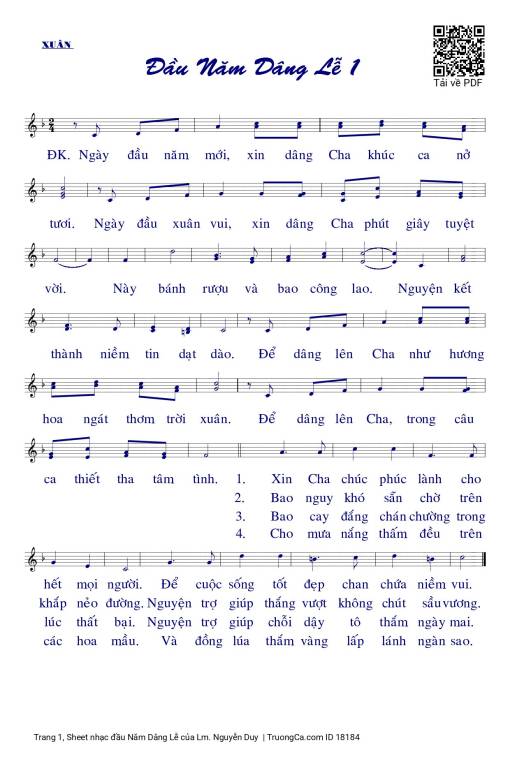 Sheet PDF of đầu Năm Dâng Lễ
