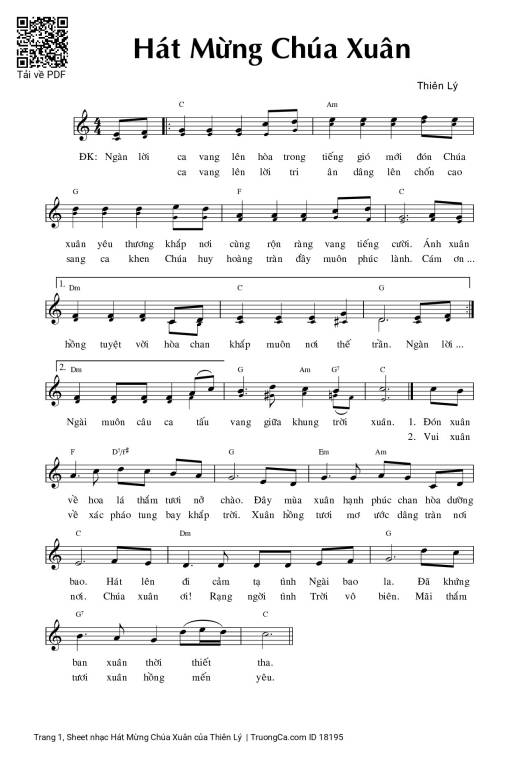 Sheet PDF of Hát Mừng Chúa Xuân