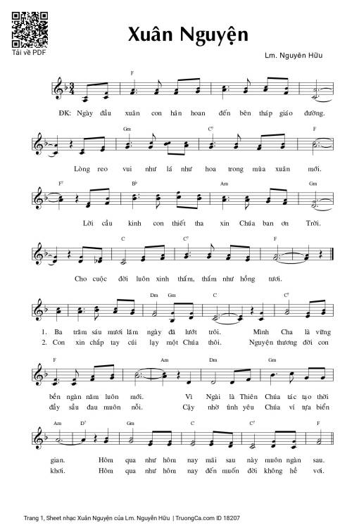 Sheet PDF of Xuân Nguyện - Lm. Nguyễn Hữu