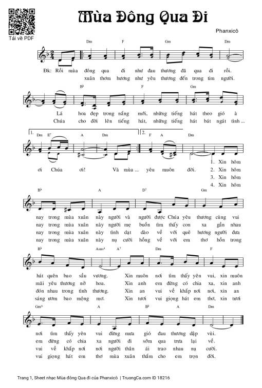 Sheet PDF of Mùa đông Qua đi