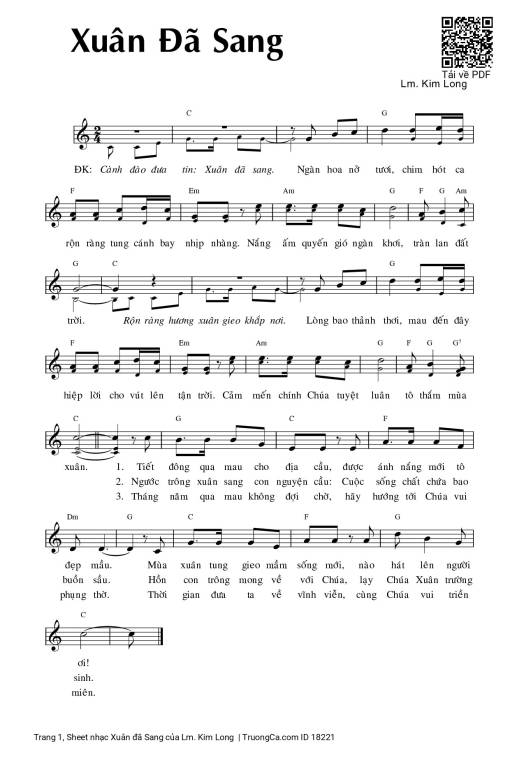 Sheet PDF of Xuân đã Sang