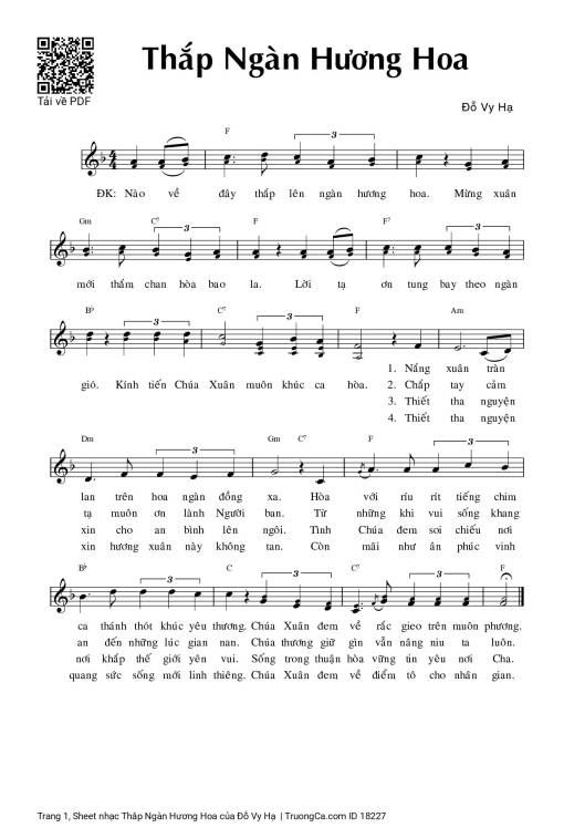 Sheet PDF of Thắp Ngàn Hương Hoa