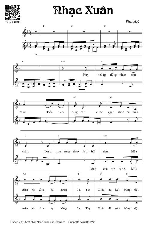 Sheet PDF of Nhạc Xuân - Phanxicô