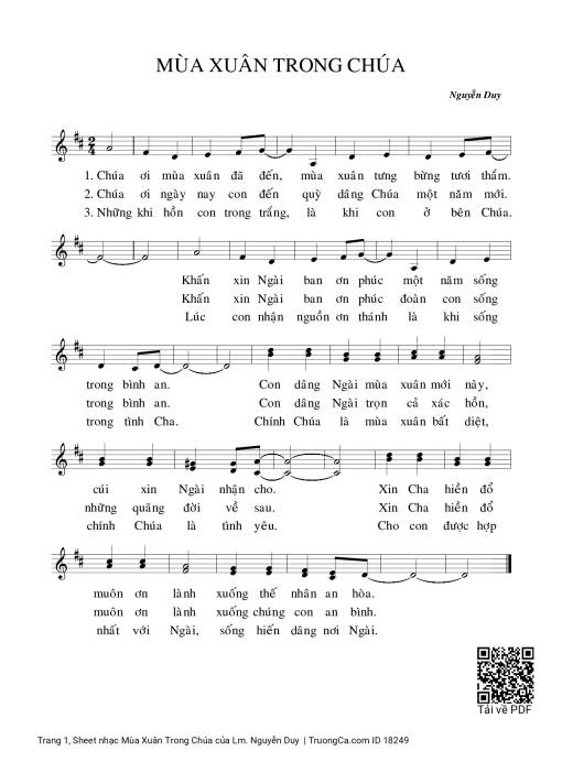 Sheet PDF of Mùa Xuân Trong Chúa