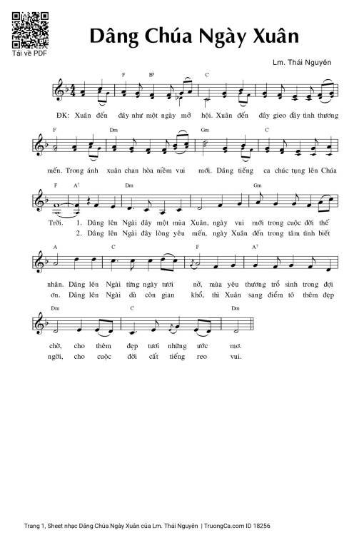 Sheet PDF of Dâng Chúa Ngày Xuân