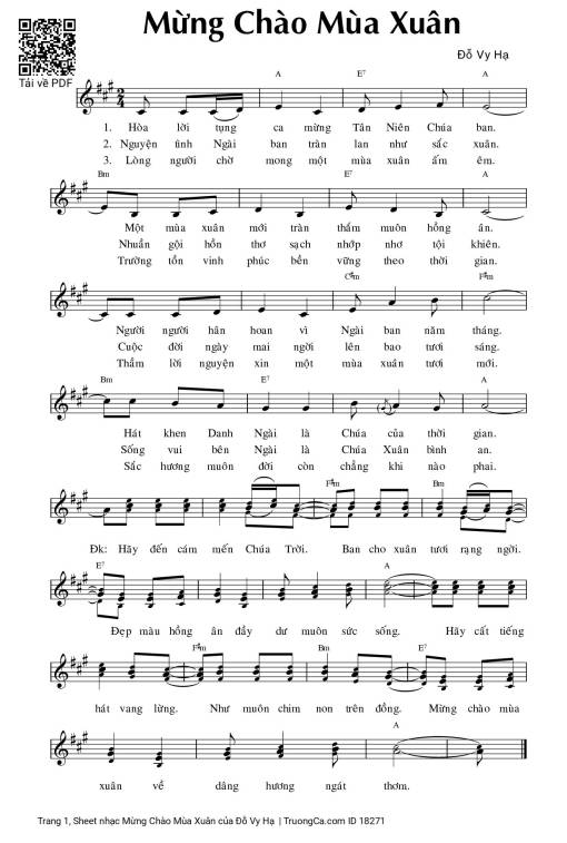 Sheet PDF of Mừng Chào Mùa Xuân