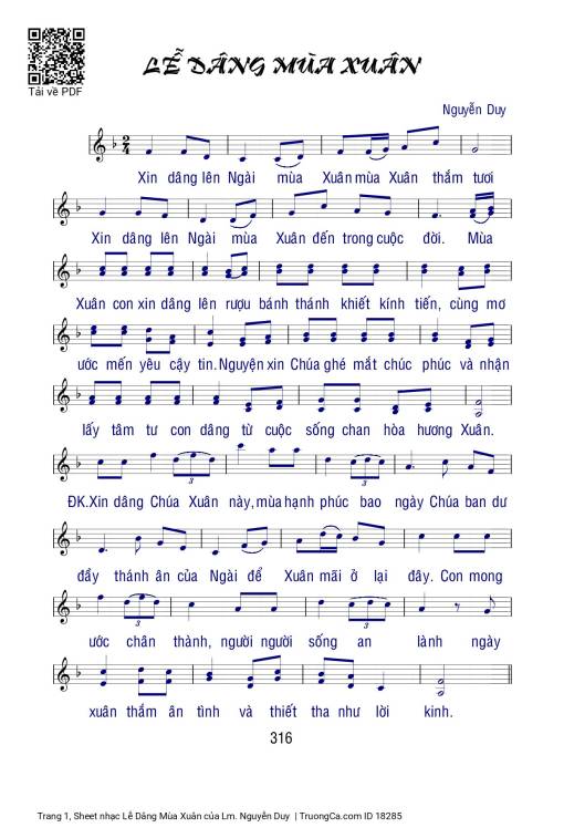Sheet PDF of Lễ Dâng Mùa Xuân