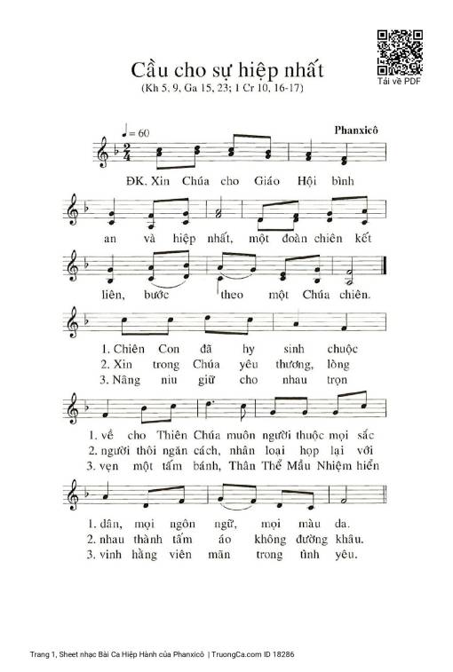Sheet PDF of Bài Ca Hiệp Hành
