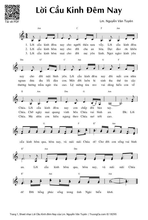 Sheet PDF of Lời Cầu Kinh đêm Nay