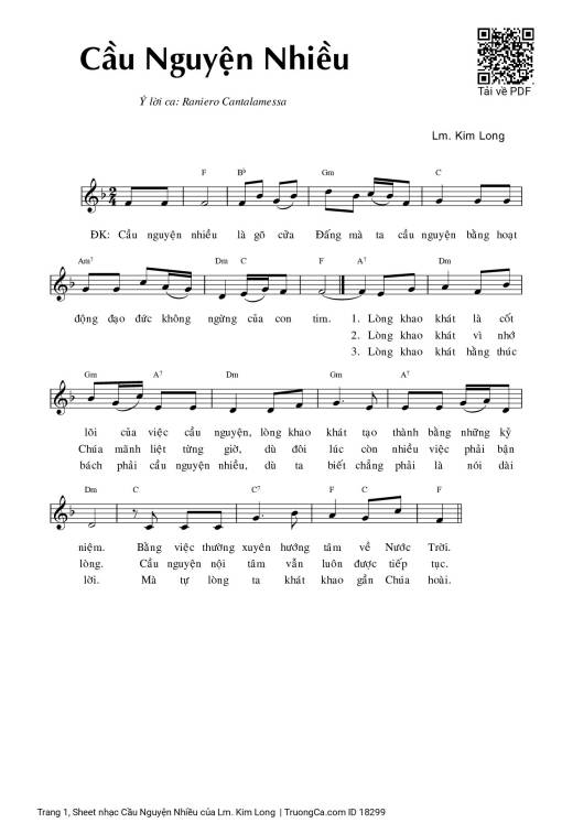 Sheet PDF of Cầu Nguyện Nhiều
