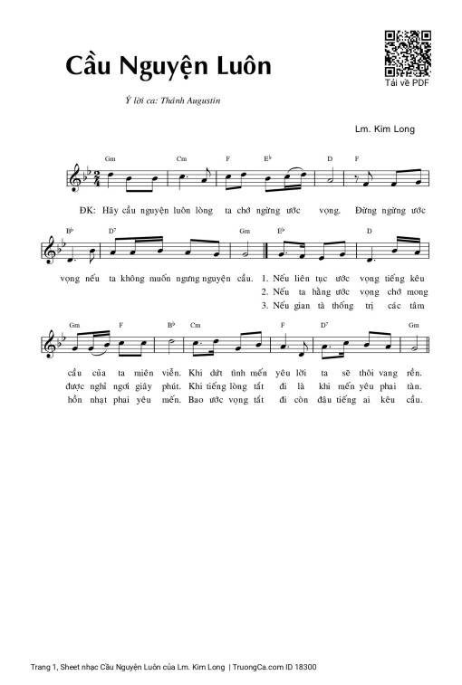 Sheet PDF of Cầu Nguyện Luôn