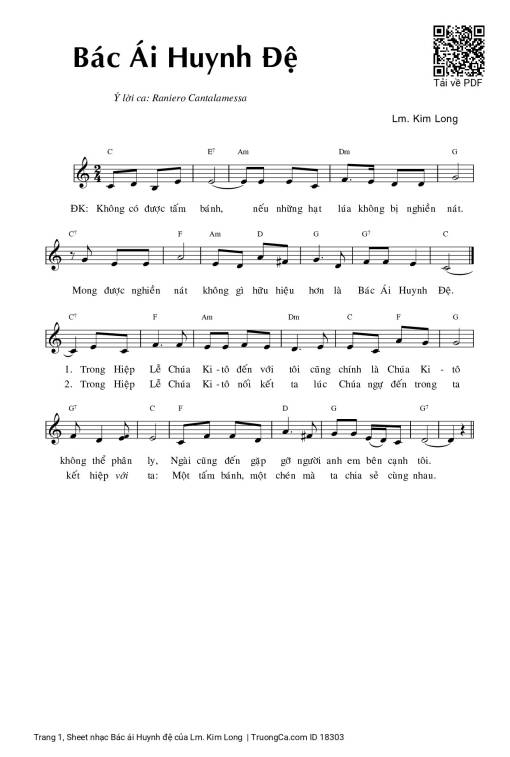 Sheet PDF of Bác ái Huynh đệ