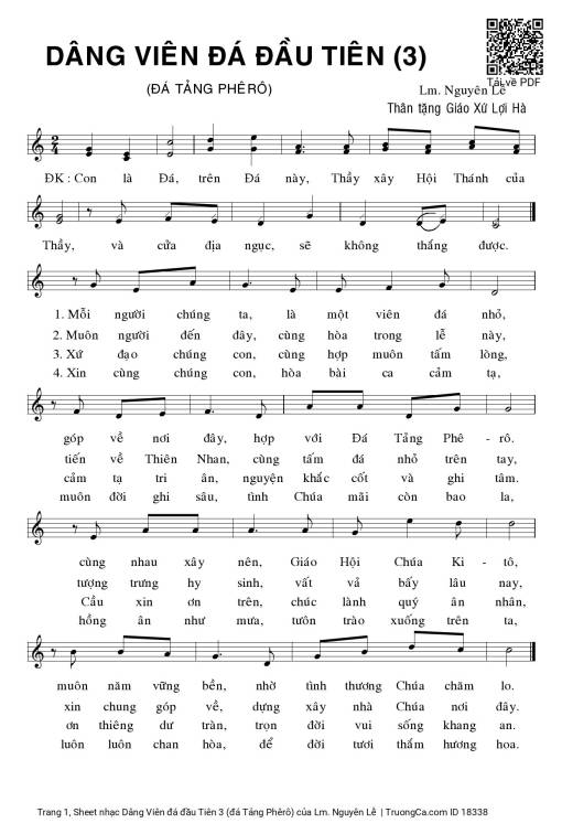 Sheet PDF of Dâng Viên đá đầu Tiên 3 (đá Tảng Phêrô)
