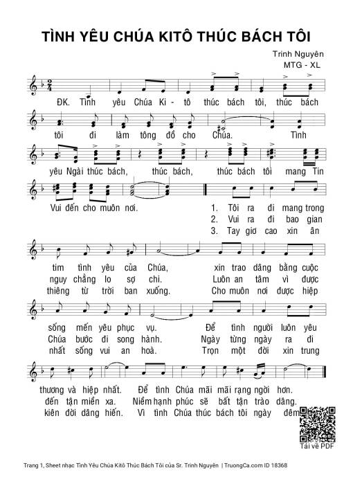 Sheet PDF of Tình Yêu Chúa Kitô Thúc Bách Tôi