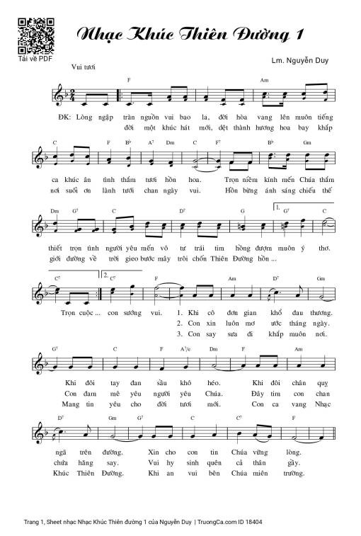 Sheet PDF of Nhạc Khúc Thiên đường 1