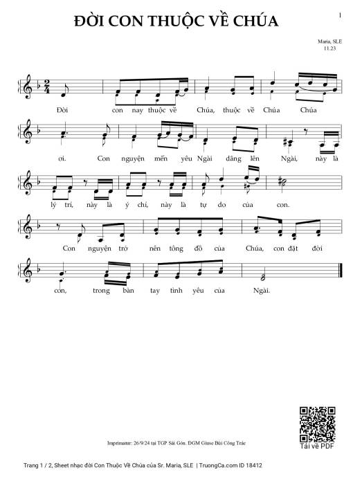 Sheet PDF of đời Con Thuộc Về Chúa
