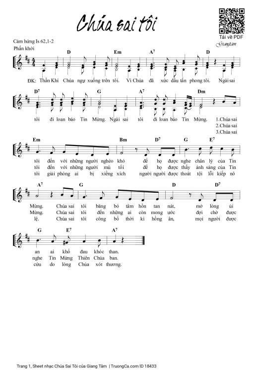 Sheet PDF of Chúa Sai Tôi - Giang Tâm