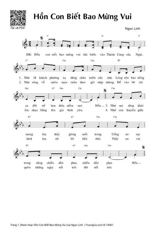 Sheet PDF of Hồn Con Biết Bao Mừng Vui