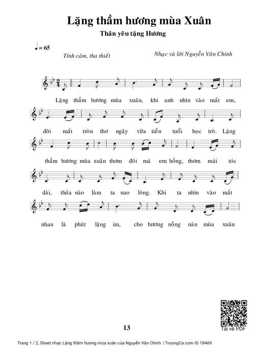 Sheet PDF of Lặng thầm hương mùa xuân