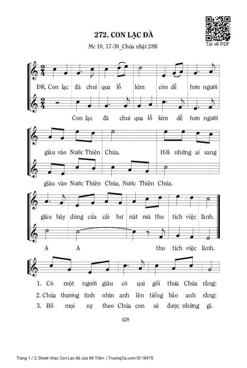 Sheet PDF of Con Lạc đà - Mi Trầm