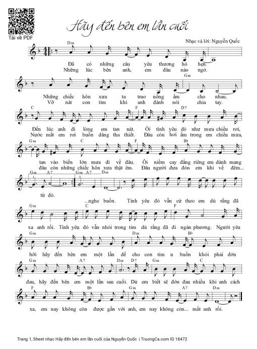 Sheet PDF of Hãy đến bên em lần cuối