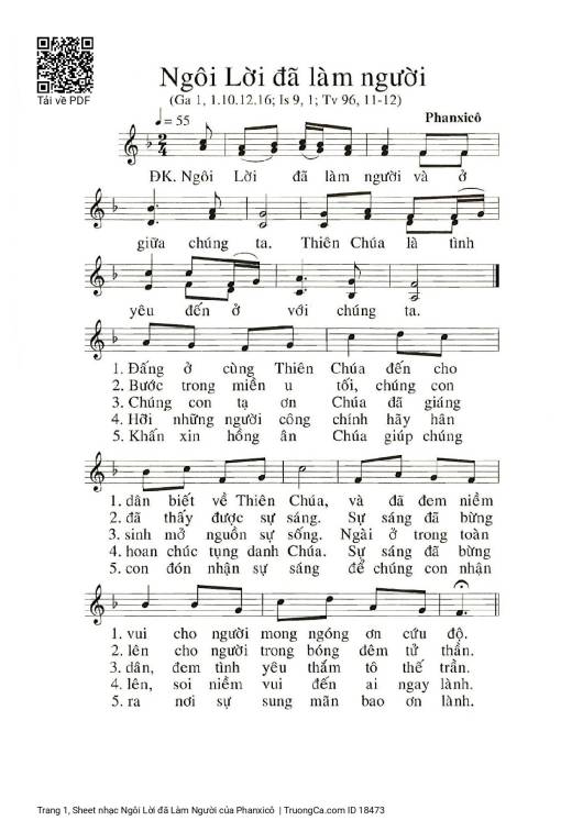 Sheet PDF of Ngôi Lời đã Làm Người