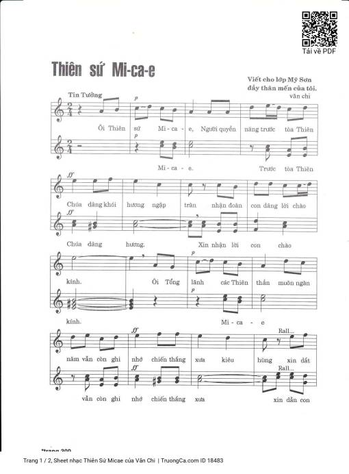 Sheet PDF of Thiên Sứ Micae