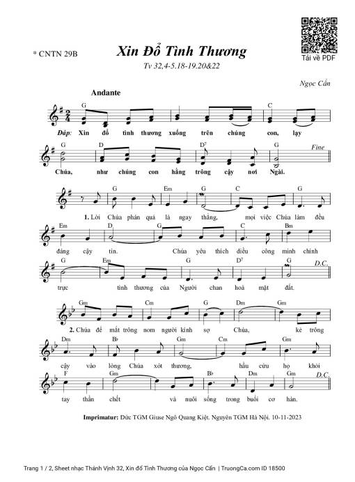 Thánh Vịnh 32, Xin đổ Tình Thương