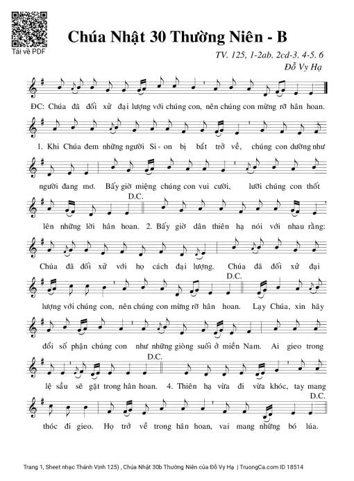 Thánh Vịnh 125) , Chúa Nhật 30b Thường Niên