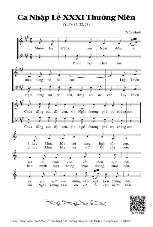 Thánh Vịnh 37, Ca Nhập Lễ 31 Thường Niên