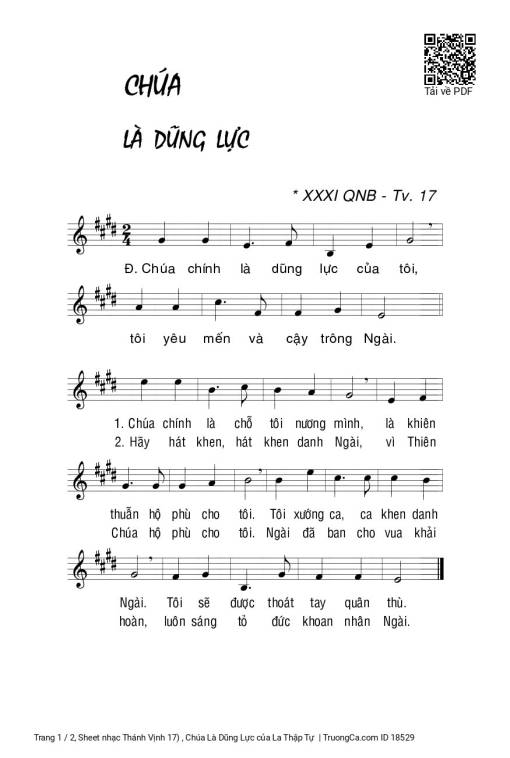 Sheet PDF of Thánh Vịnh 17, Chúa Là Dũng Lực