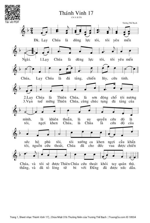 Sheet PDF of Thánh Vịnh 17, Chúa Nhật 31b Thường Niên