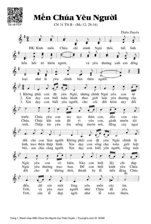 Sheet PDF of Mến Chúa Yêu Người