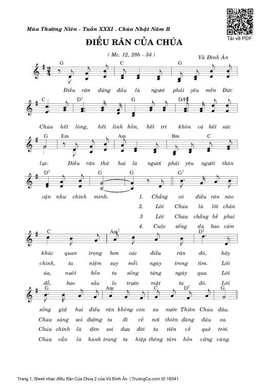 Sheet PDF of điều Răn Của Chúa 2