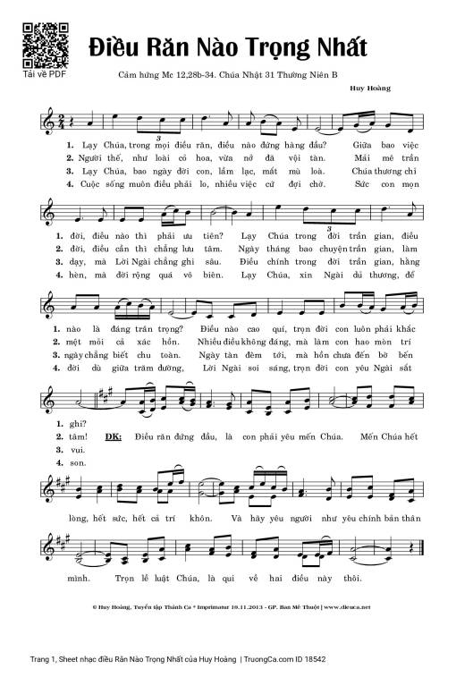 Sheet PDF of điều Răn Nào Trọng Nhất