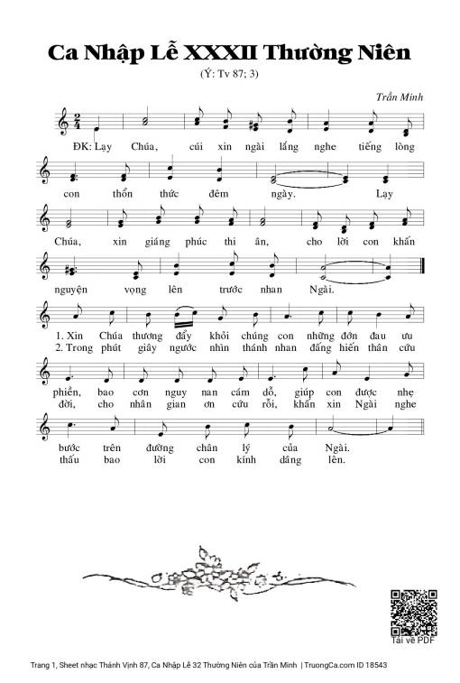 Thánh Vịnh 87, Ca Nhập Lễ 32 Thường Niên