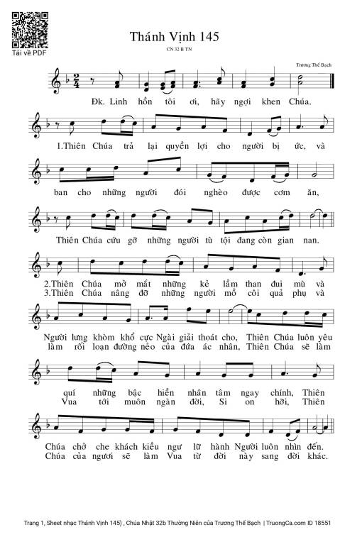 Sheet PDF of Thánh Vịnh 145) , Chúa Nhật 32b Thường Niên