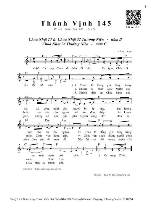 Thánh Vịnh 145, Chúa Nhật 32b Thường Niên