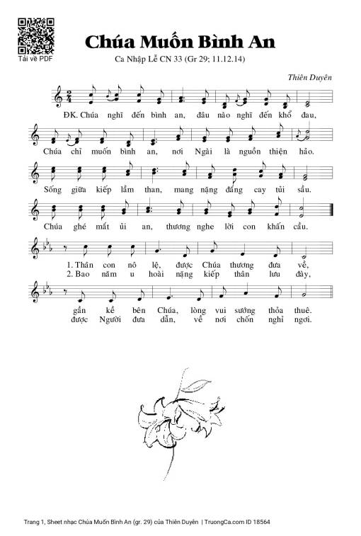 Sheet PDF of Chúa Muốn Bình An (gr. 29)