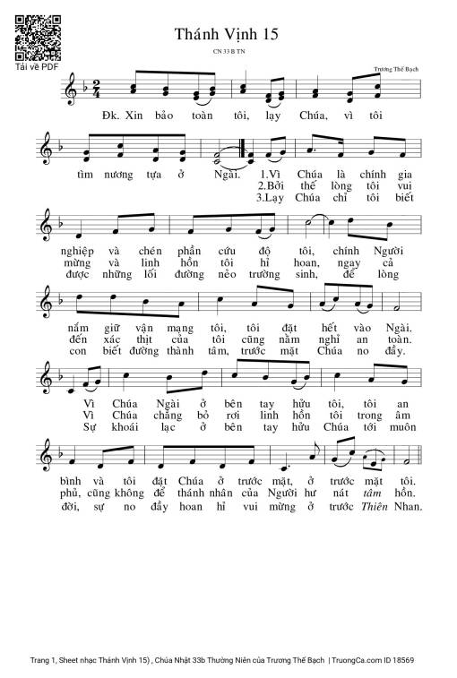 Sheet PDF of Thánh Vịnh 15, Chúa Nhật 33b Thường Niên