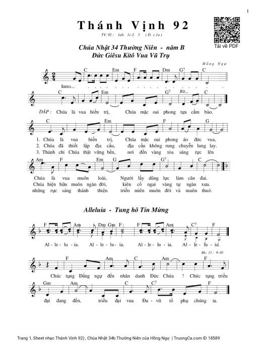 Thánh Vịnh 92) , Chúa Nhật 34b Thường Niên